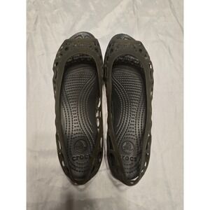 Crocs Adrina Open Toe Flats Womens Size 9 Black Jelly Slip On Comfort Shoes